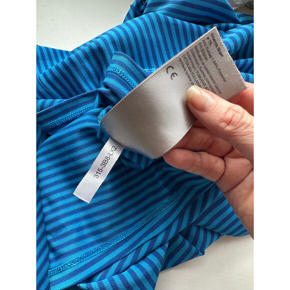 KJUS Polo Golf Shirt Medium Blue Striped Short Sleeve UPF30+ L / 52 - Picture 12 of 12